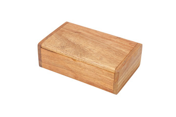 Wooden box made of red wood, for a business card, Isolated on white background.