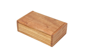Wooden box made of red wood, for a business card, Isolated on white background.