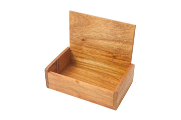 Wooden box made of red wood, for a business card, Isolated on white background.