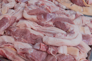 Pork sold in the market, Thailand market.