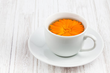 Orange pot marigold (Calendula officinalis) flower infusion