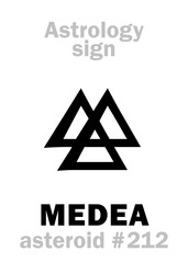 Astrology Alphabet: MEDEA, asteroid #212. Hieroglyphics character sign (single symbol).