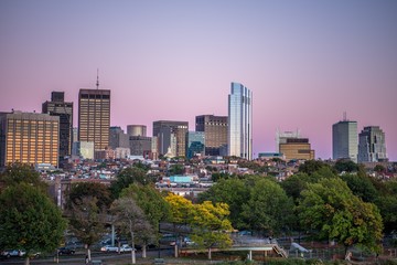 Fototapeta premium Boston Downtown Buildings at Sunset Fall