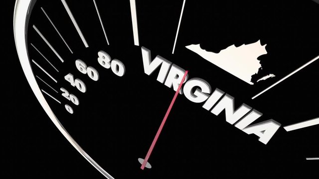 Virginia VA State Speedometer Destination Best Location 3d Animation