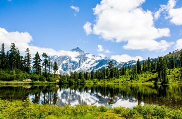 Mt. Shuksan reflected in Picture lake at North Cascades National Park, Washington, USA