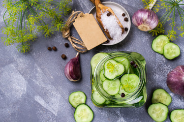 Sliced canned cucumbers