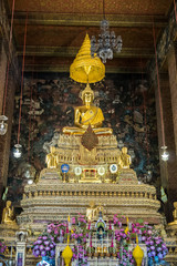 Wat Pho/ Wat Pho is a Buddhist temple in Phra Nakhon district, Bangkok, Thailand. It is located in the Rattanakosin district directly