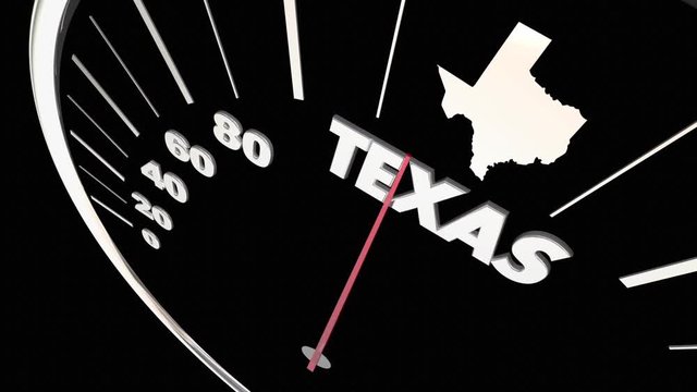Texas TX State Speedometer Destination Best Location 3d Animation