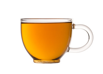 Herbal tea in the cup isolated on white