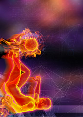 3d  illustration of the human kicking football