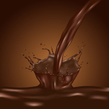 3d brown splashing chocolate liquid chocolate