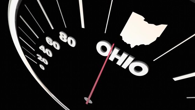 Ohio OH State Speedometer Destination Best Location 3d Animation