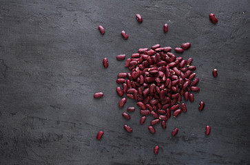 Kidney beans on dark background with copy space