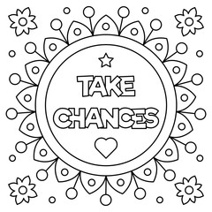 Take chances. Coloring page. Vector illustration.
