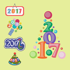 Happy new year 2017 text design vector creative graphic celebration greeting party date illustration