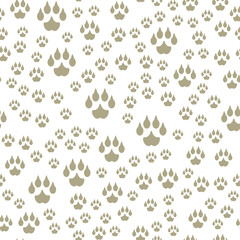 Animal footprints include seamless pattern mammals foot print trace wildlife track steps wild nature silhouette vector