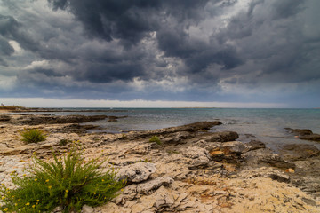 Fototapeta na wymiar Dramatic storm clouds over the Adriatic Sea, Croatia, in summer