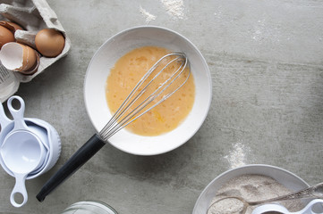 Whisking the eggs (baking in process)