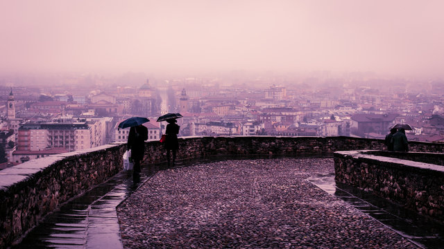 rainy day in Bergamo
