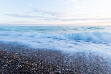 Sea surf on a stony beach.