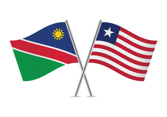 Nambia and Liberia flags.Vector illustration.