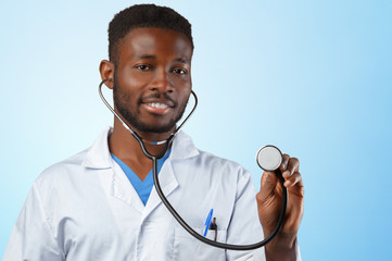 African american medical doctor man.
