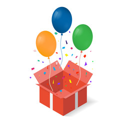 Obraz na płótnie Canvas Open gift box with as balloon vector illustration. EPS 10.