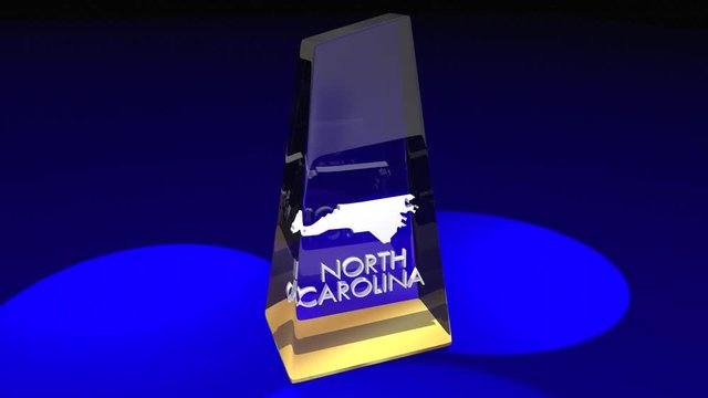 North Carolina NC State Map Award Best Prize Trophy 3d Animation