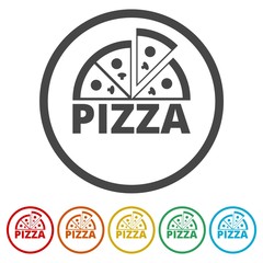 Pizza illustration icons set vector 