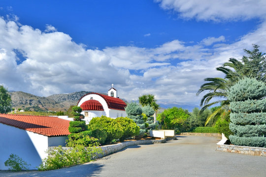chapel in small cretan village Kavros in Crete island, Greece.