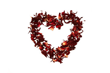 Hibiscus tea in the shape of heart.