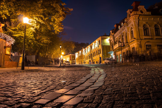 Night cobblestone street