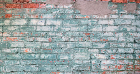 Old green brick wall background for design