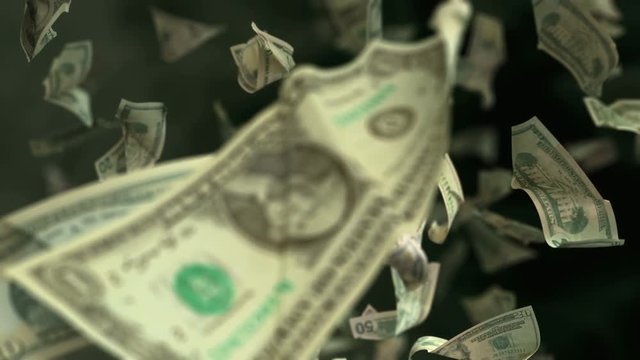 Falling Dollar banknotes in 4K Loopable.  High quality falling Dollar banknotes in 4K. Video is Loopable