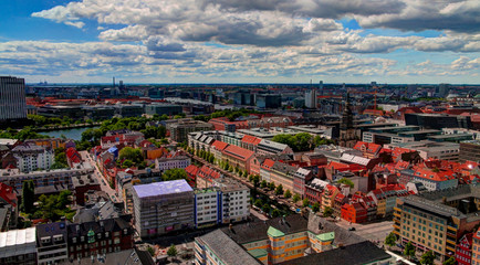 Obraz premium Panoramic aerial cityscape of Copenhagen city in Denmark