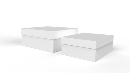 Realistic white blank box isolated on white background. 3d illustration.3d rendering.