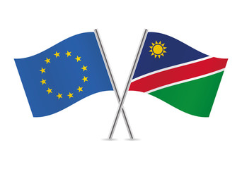 Nambia and European Union flags.Vector illustration.