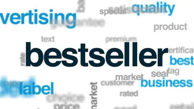 Bestseller animated word cloud, text design animation.