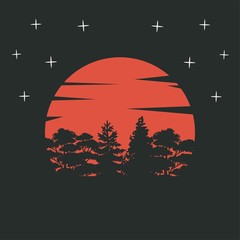 Sun and forest night
