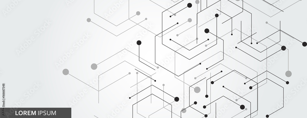 Poster Vector banner design, white background with hexagon pattern