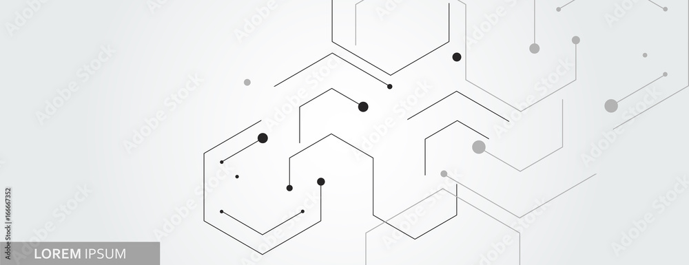 Poster Vector banner design, white background with hexagon pattern