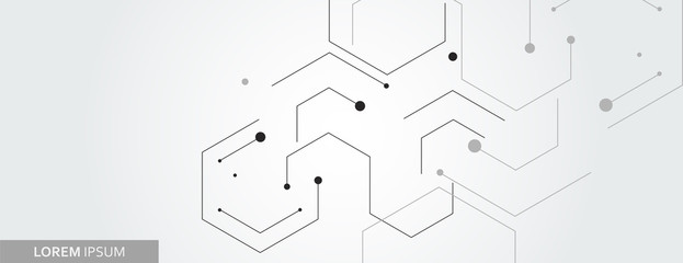 Vector banner design, white background with hexagon pattern