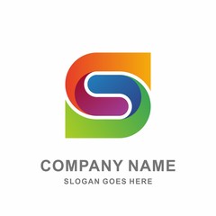 Monogram Letter S Geometric Infinity Square Digital Technology Computer Business Company Stock Vector Logo Design Template 