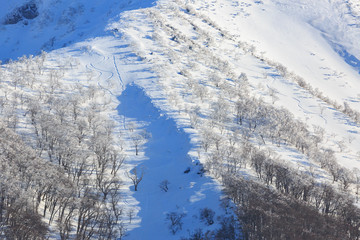 Fototapeta na wymiar 博労座からの大山北壁 -雪景-