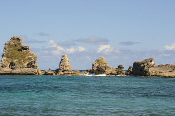Guadeloupe;Teufelsfelsen, Atlantk Küste; Karibik;Mittelamerika