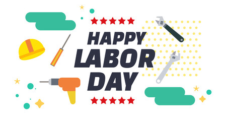 Happy labor day. Labor day banner template. American labor day wallpaper. Vector illustration.