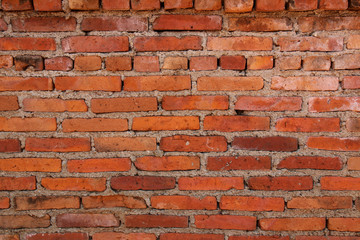 Background of old vintage red brick wall. grunge texture. 
