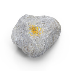 Rock stone isolated on white. 3D illustration, clipping path