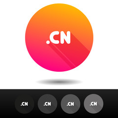 Domain CN sign buttons. 5 Icons Vector top-level internet domain symbols.