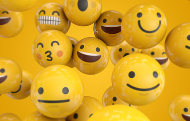 Emoji emoticon character background collection. 3D Rendering